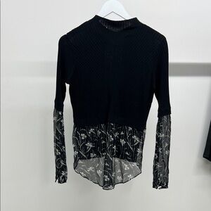 Elegant Black Floral Longsleeve Top